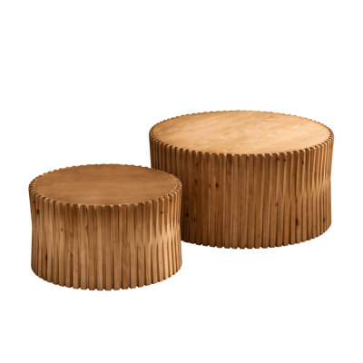 Natural Vintage Coffee Table , 2 Pieces, Textured , & Fir, 110Lbs Load, No Assembly, Easy To Clean For Living Rooms 2 Cylindrical . Fir. Load-Bearing. Clean, Assembly Required Different Uses