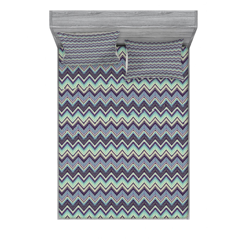 Microfiber Chevron Sheet Set, Full Sheet Set with Fitted Sheet