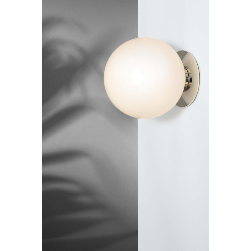 Mezzo Solid Brass Flush Mounted Sconce, Polished Nickel, 7.5" H x 7.1" W x 7.1" D