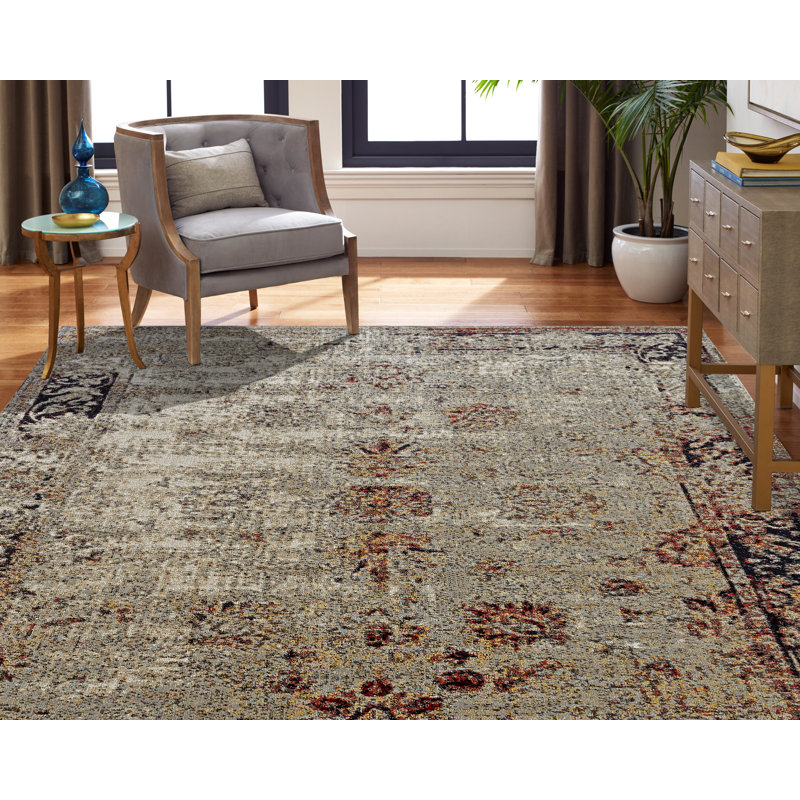 Ruppert Oriental Area Rug in Gray, Rectangle 8'7" x 11'6"