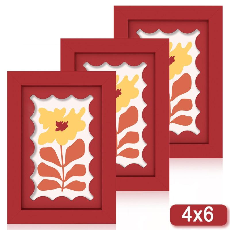 3 cadres photo 4 x 6 avec WavyMat, Red, H 6,8 po x l 4,8 po