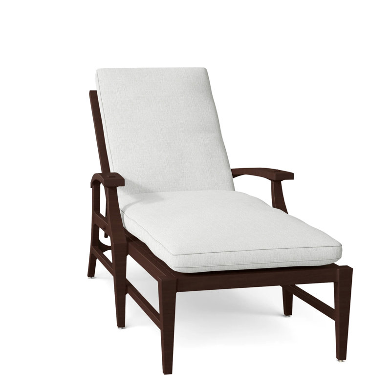 Chaise longue d'extérieur en aluminium Croquet, Acajou, Welt, Bali perle