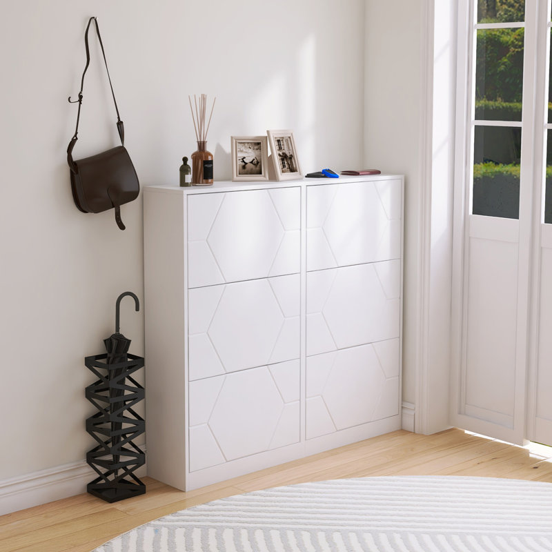 Armoire de rangement pour chaussures, range-chaussures à 6 niveaux avec panneaux sculptés