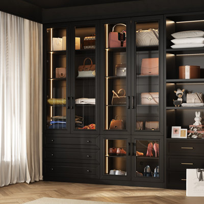 Six-Door Three-Drawer Closet System With Light