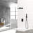 12 Inch Square Dual Shower Head Wall Mounted Matte Black System, - Scald Balanced, 360 Adjustable Rainfall Shower, Handheld For Custom Use With Balanced Valve, Experience, Rotation, And Adaptable