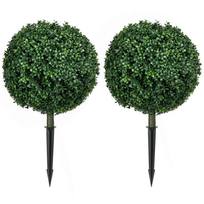 Ensemble de 2 topiaires de buis artificiels avec piquets