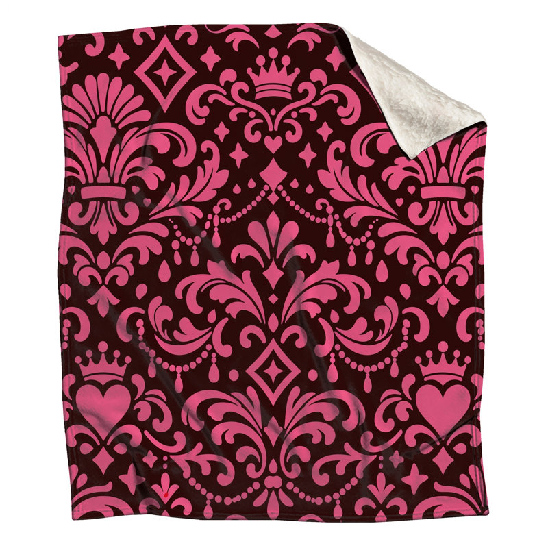 Pink Damask Pattern Blankets, 50in W x 60in H
