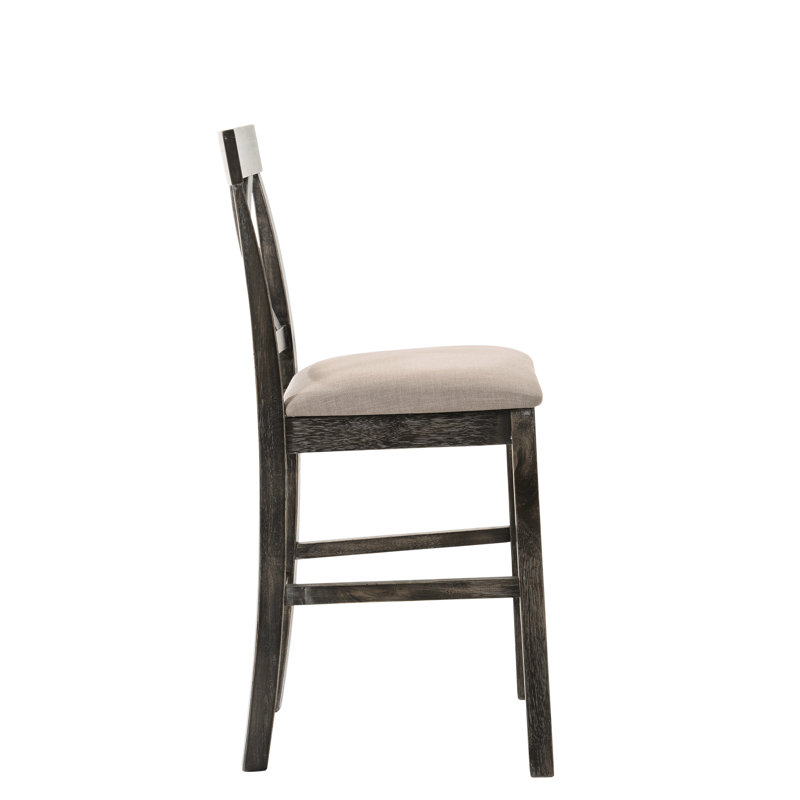 Chaise à hauteur de comptoir en lin et gris vieilli (ensemble de 2)