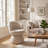 Upholstered Boucle Accent Chair MidBack Swivel Chair Armless Barrel Chiar-1403320119