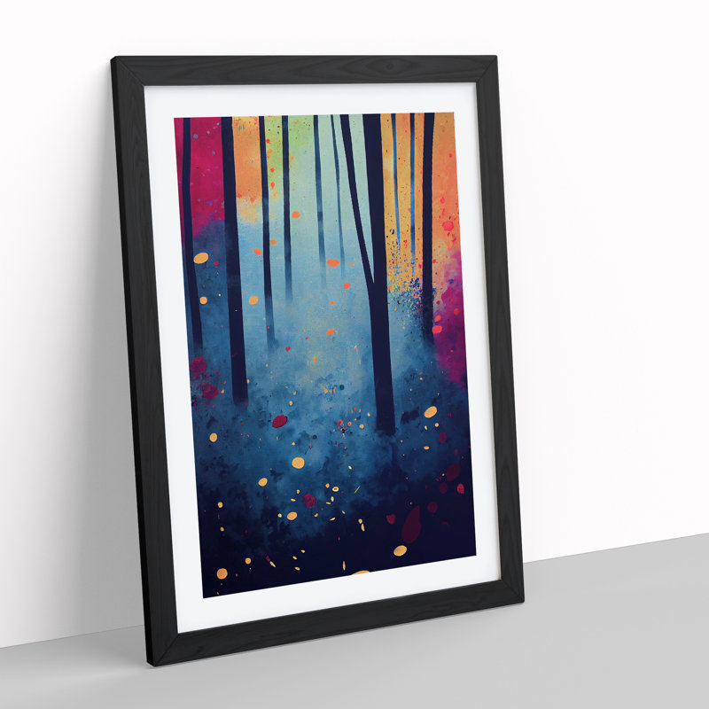 Splashed Forest No.4 Abstract - Framed Print, Black Framed, 64cm H x 46cm W x 2cm D