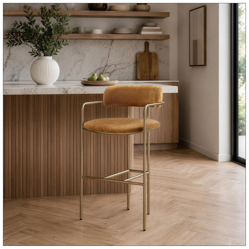 Tabouret de comptoir en curcuma, Yellow