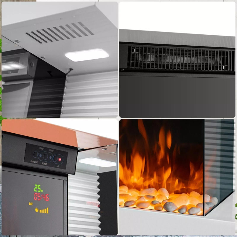 17 Stories 82cm W White Electric Fireplace