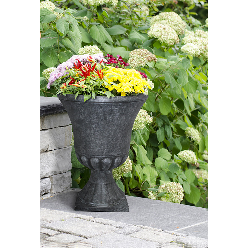 Winston 16 Inch Black Resin Outdoor Urn Planter