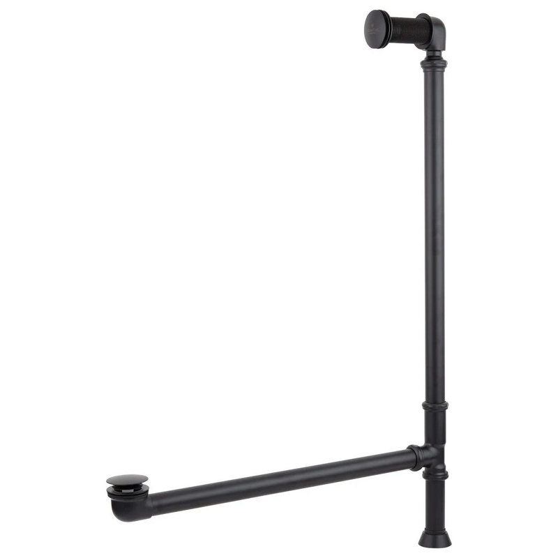 Paige 66" Copper Double Slipper Pedestal Tub with Pre-Drilled Overflow and Rolled Rim, Black