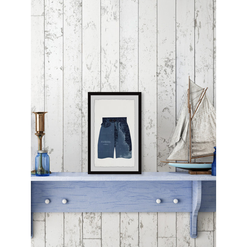 Navy Shorts - Single Picture Frame Print, 30cm H x 20cm W x 4cm D