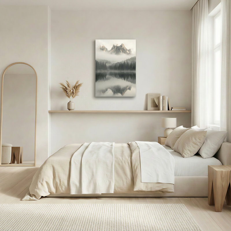Art mural sur toile Gallery Wrap pour le salon, la chambre à coucher, le bureau ou le vestibule - décoration murale décorative avec lac de montagne
