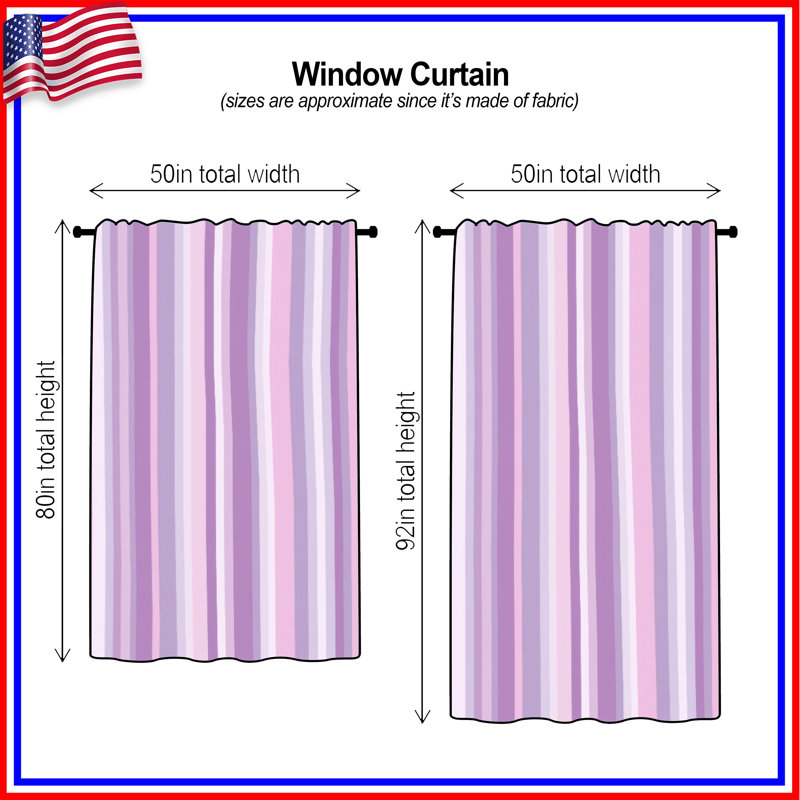Rideaux de fenêtre à motif de rayures mauves et voilages à motif mauve - 1 panneau, Blocage, 50 po x 92 po - 1 panneau