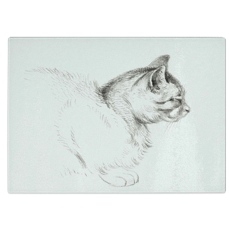 Tempered Glass Cat Chopping Board, 39 cm W x 28.5 cm L