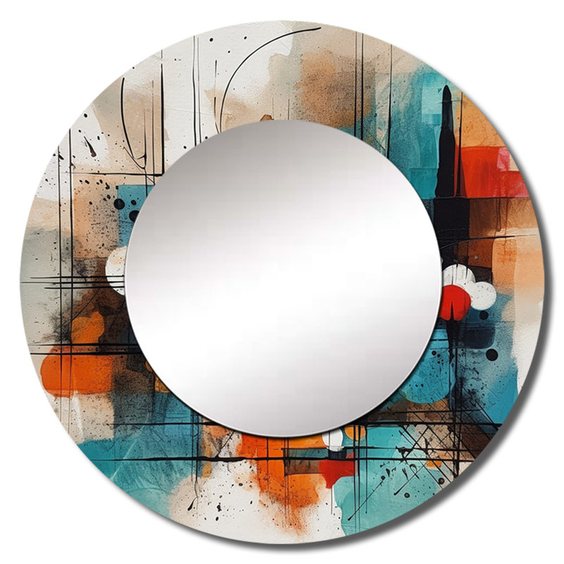 «Quamisha Orange Abstracted Geometric Explorations III - Miroir géométrique», 23 po x 23 po