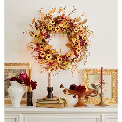 Faux 20" Fall Pumpkin and Fruity Wreath