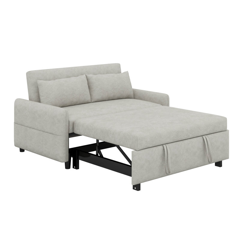 Canapé-lit 55,1 "avec canapé-lit escamotable avec dossier ajustable et poches de rangement, 2 coussins moelleux et ports USB