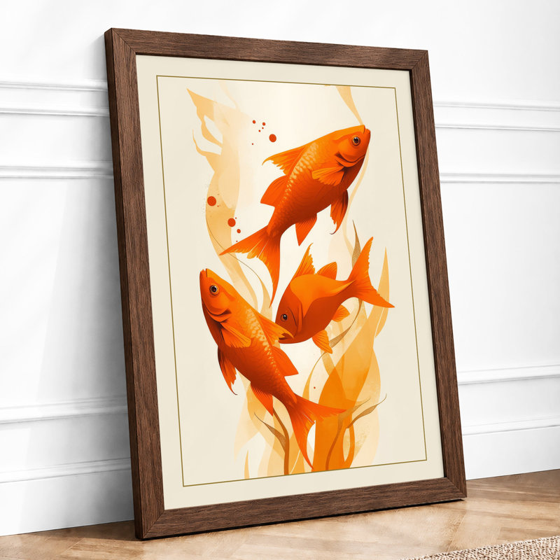 Goldfish Among Plants Boho - Framed Print, Walnut, A1 - 84.1 x 59.4 cm