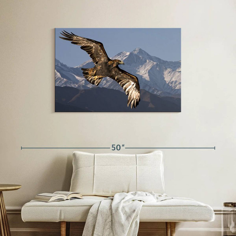 Eagle And Snowy Mountains, 26" H x 39" W