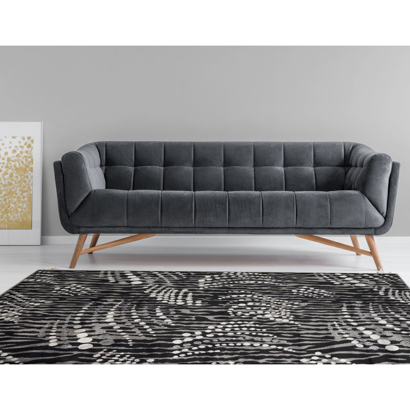 Carina Geometric Black/Gray Area Rug, Rectangle 8' x 10'3"