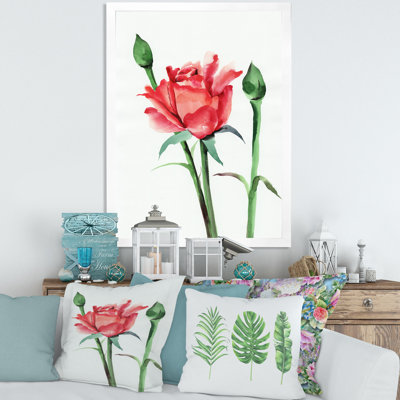 «Red Rose With Buds», reproduction sur toile