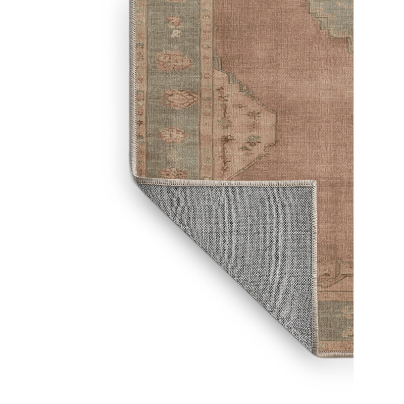 Machine Washable Overdyed Brown Area Rug, Runner 2' x 4'