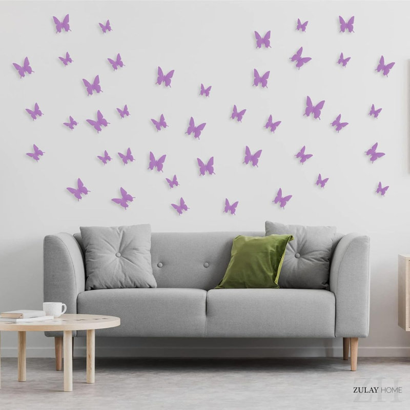 Zulay Home 3D Butterfly Wall Decor - 24pcs Butterfly Decor with 3 Different Sizes, Lavander