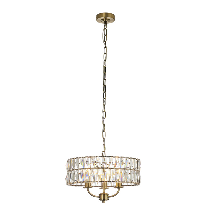 Yukon 3 - Light Drum Chandelier, Antique Brass
