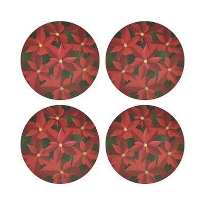 Christmas Poinsettia Pebble 16" Vinyl Placemat