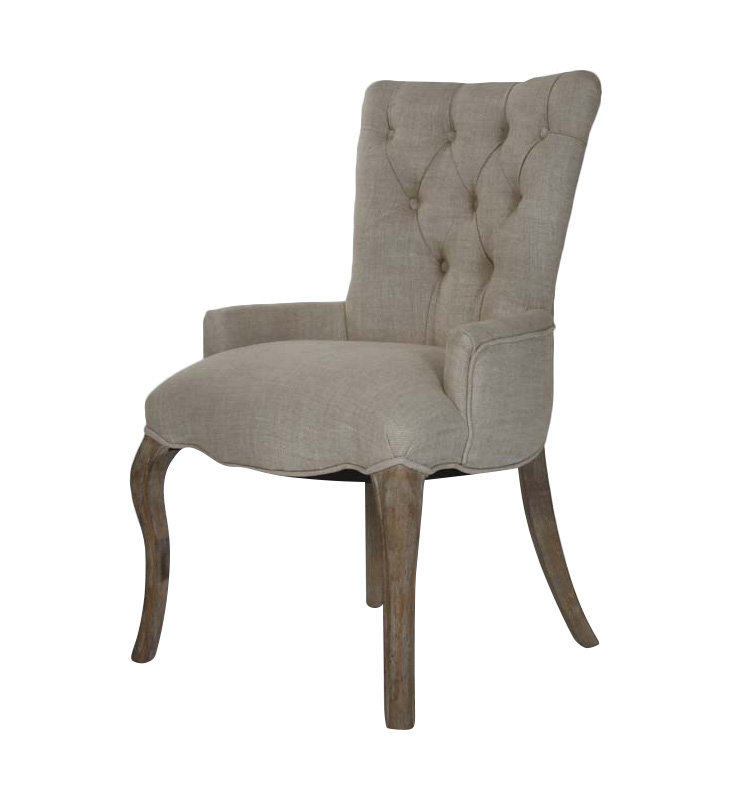 Iris Upholstered Linen Armchair, Gray 100% Linen