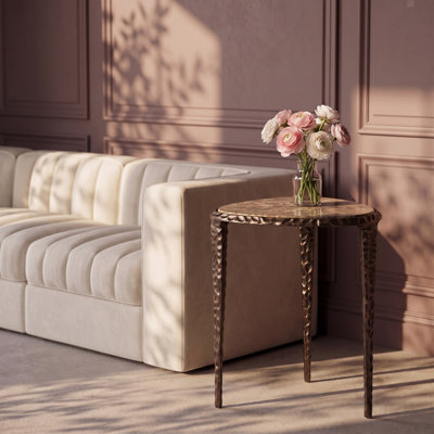 Table de bout / base en marbre véritable doré Gild