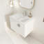 Meuble-lavabo mural simple 28 po avec 2 portes à fermeture douce et plateau en céramique Ludaway-106547217
