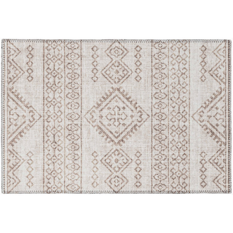 Tapis gris tissé à la machine Ancalin, Rectangle 5 pi x 7 pi 6 po
