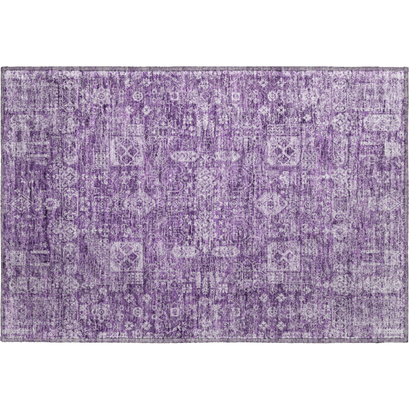 Premium Machine Washable Cerrito Purple Rug, Rectangle 1'8" x 2'6"