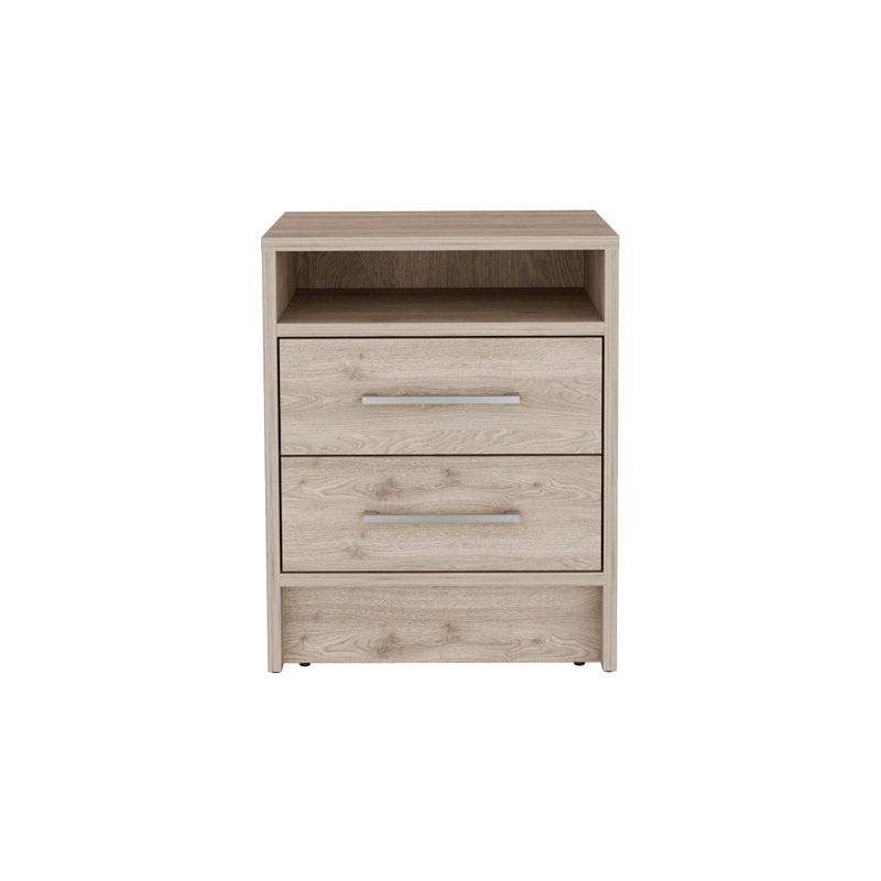 Table de chevet, table de bout, plateau supérieur, deux tiroirs - gris clair
