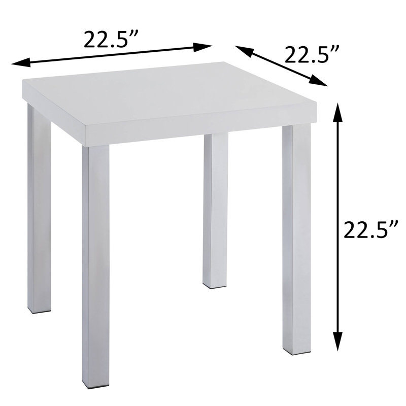 Table de bout blanche ultrabrillante et chrome