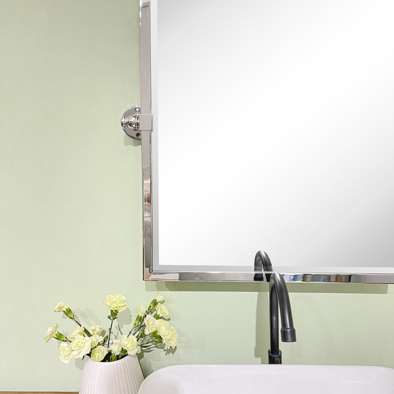 Metal Rectangle Mirror, Polished Nickel, 24" x 22"