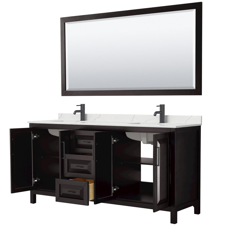 Daria 72'' W Vanity, Brown, Matte Black, Giotto Quartz