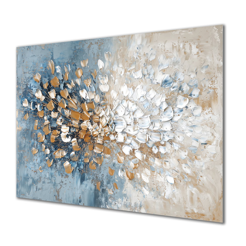 Verre brisé abstrait mosaïque I - art mural moderne en métal, impression abstraite sur métal, H 16 po x l 32 po