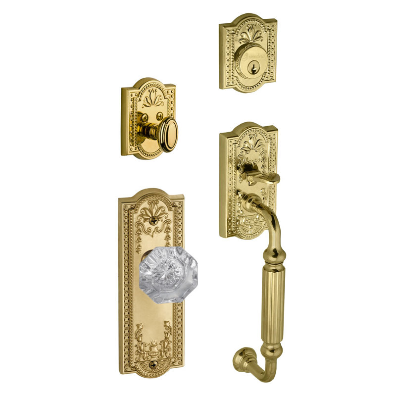 Parthenon Handle With Knob And Deadbolt, Lifetime Brass