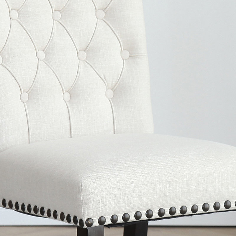 Chaise parsons capitonnée beige rembourrée, Beige