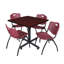 Table de salle de repos carrée Nicklo, chaises empilables 4 M-32668301-40142455-32668306