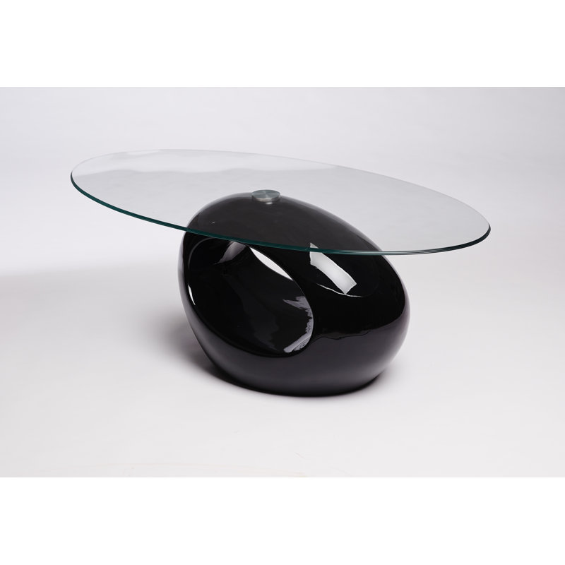 Aleshire Solid Coffee Table with Storage, Black, Clear
