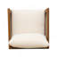 Fauteuil club Paola en acacia et polyester enduit de PVC, beige
