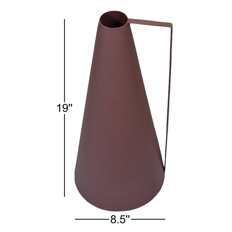 Vase de table Sanita, H 19 po x l 8,5 po x P 8,5 po, rouille