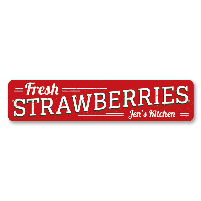 Plaque en aluminium fraises fraîches, H 4 po x l 18 po x P 0,04 po